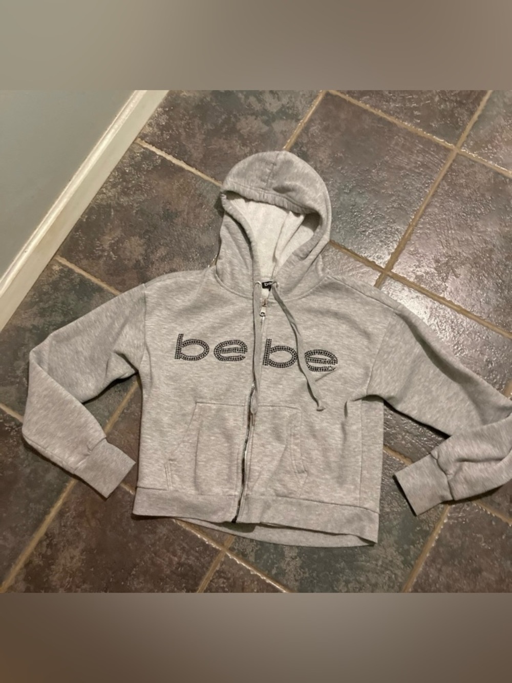 bebe Sport Light Gray Logo Full Zip Hoodie Women’s Size S